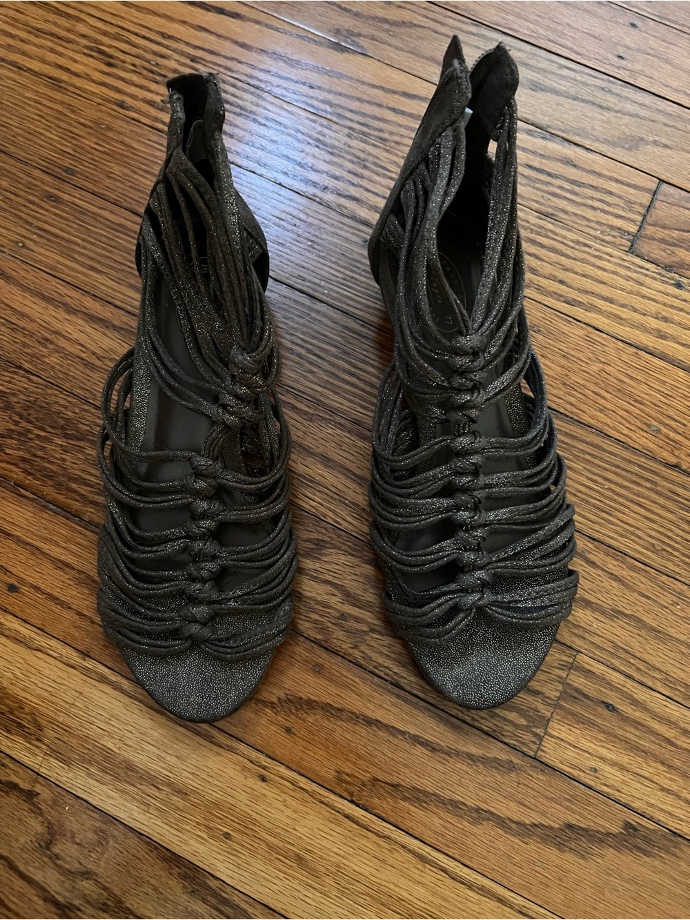 American Eagle Outfitters Glitter Strappy Open-Toe Heels - Gray